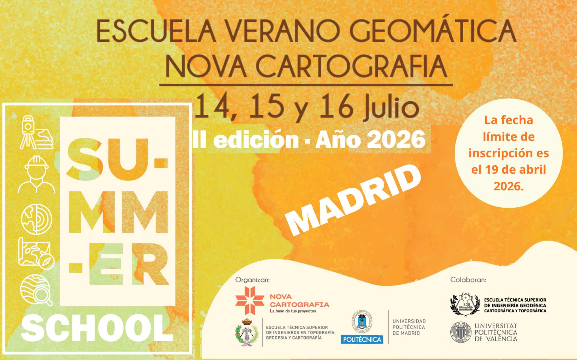 Participa en la Escuela de Verano en Geomática Nova Cartografía. PLAZO AMPLIADO HASTA EL 7 DE MAYO